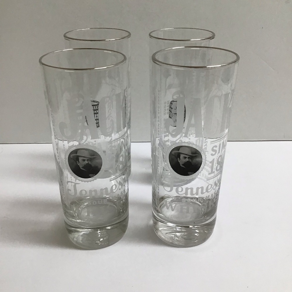 Jack Daniels Whiskey 4 Highball Tumbler Glasses Tall Boy 10 oz Old No. 7 Bar USA - Picture 4 of 16
